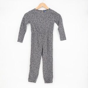 Gap One Piece Romper Toddler 5T Gray Black Cotton Leopard Print Tapered Leg